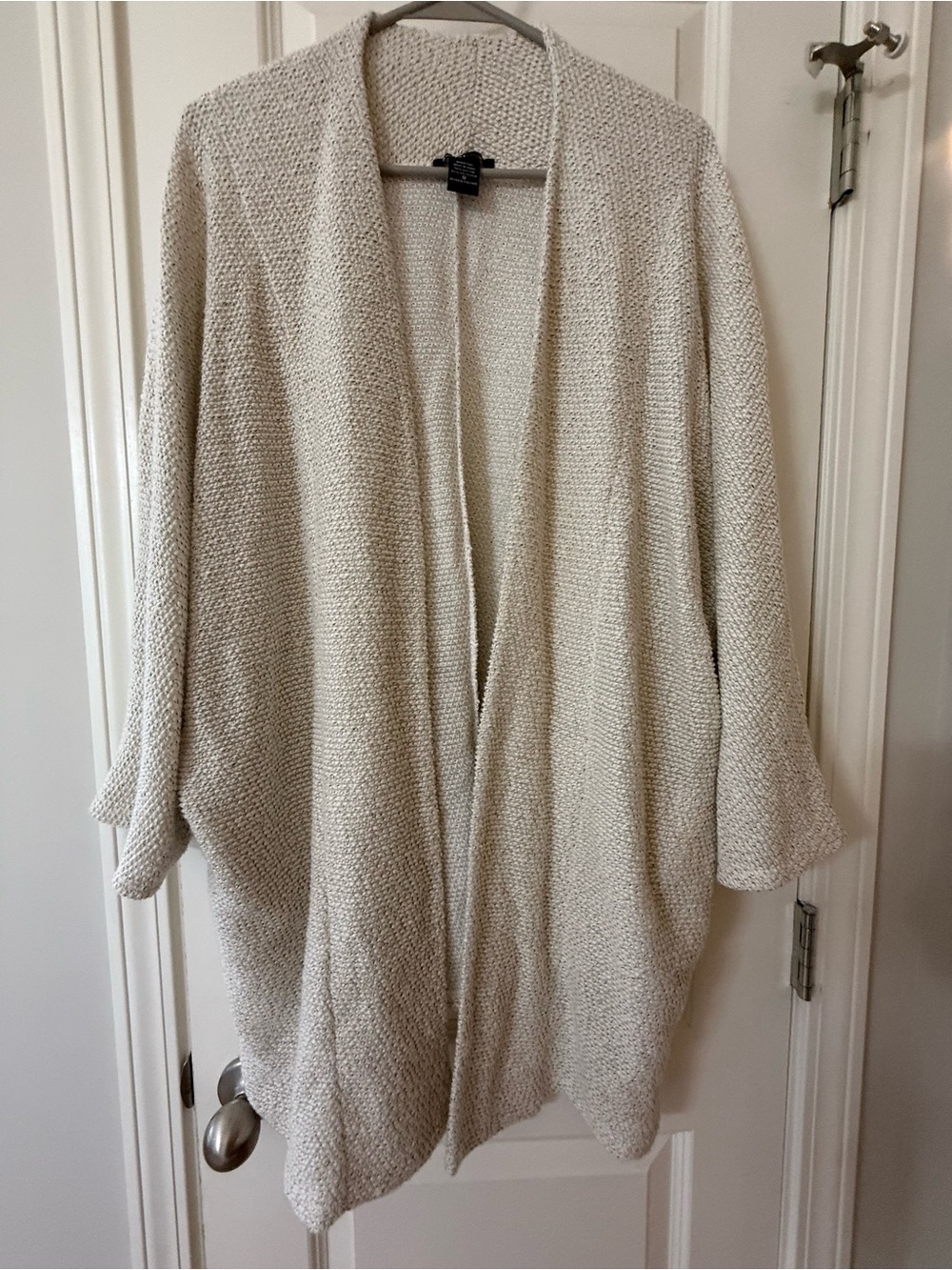Robert Louis Open Front Cardigan Sweater 1X Cream Textured Knit Plus
